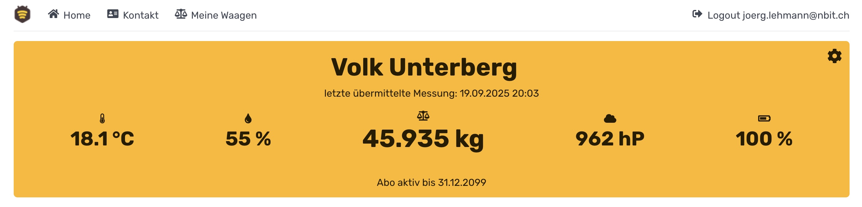 Messwerteübersicht einer Waage